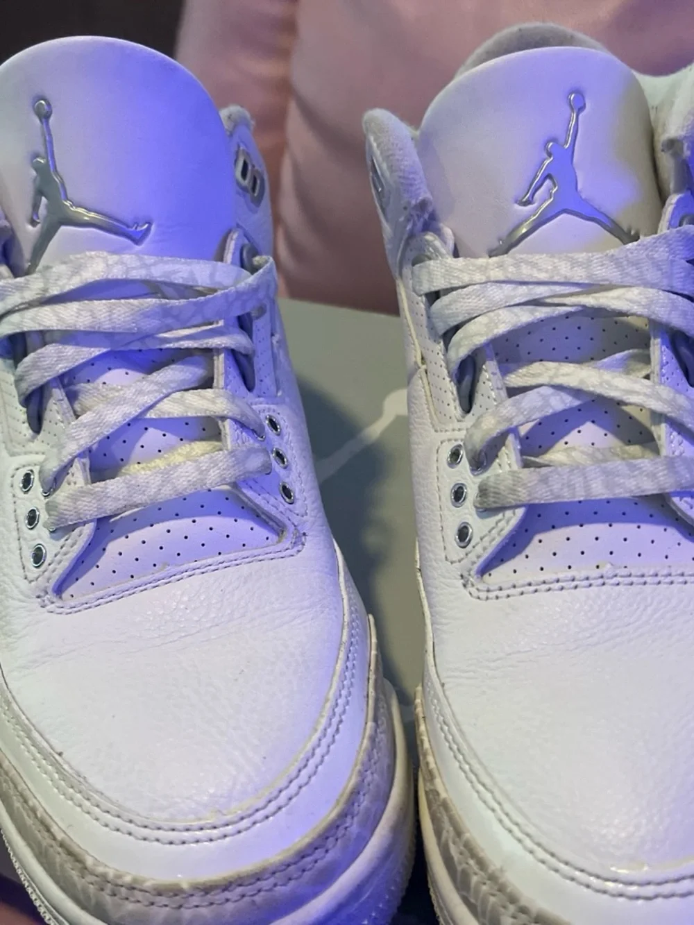 Air Jordan White Leather Band Sneakers with Jumpman Logo